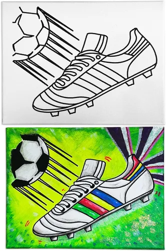 Copa Del Mundial - Botas de fútbol, pintura en lienzo temática, tema deportivo para niños y adultos, lienzo estirado prendizado, fiesta de Mundial