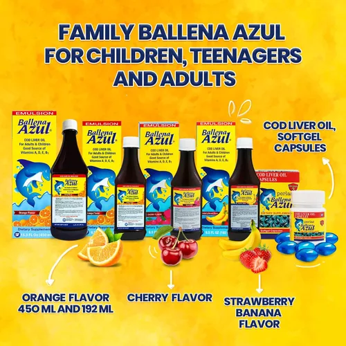 Miniatura 5 de Ballena Azul Aceite de Hígado de Bacalao para Adultos y Niños, Aceite de Hígado de Bacalao para Adultos y Niños, Buena Fuente de Vitaminas A, D, E