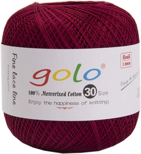 Miniatura 20 de Hilo de ganchillo golo para tejer a mano Tamaño 30, hilo para calados color Hibiscus-166 166-Hibiscu
