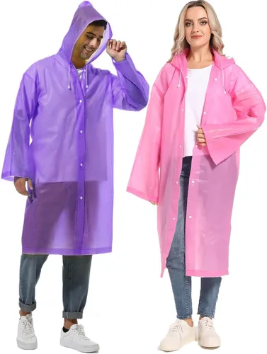 Miniatura 57 de 2 abrigos de lluvia de Borogo para adultos, chaquetas de lluvia reutilizables para hombres y mujeres