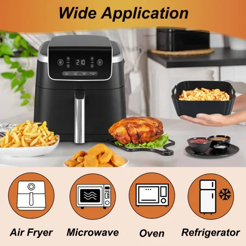 Miniatura 5 de BYKITCHEN Forros de silicona para freidora de aire para Ninja Air Fryer Pro 5 QT AF141, Ninja AG301, Cosori 5QT/6QT y otros de 4.5-6.5 QT, forros