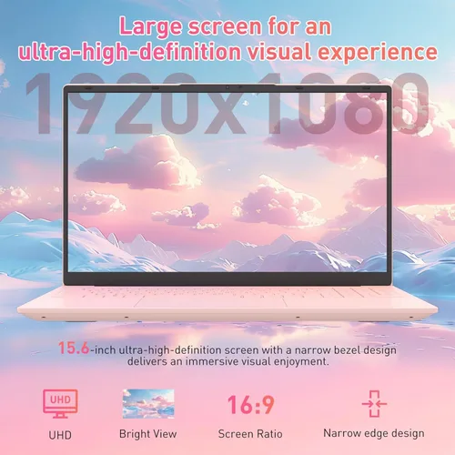 Miniatura 8 de Auusda Laptop FHD de 15.6 pulgadas para trabajo, estudiante y entretenimiento, 16 GB de RAM dual de 512 GB SSD, USB tipo C/HDMI/teclado