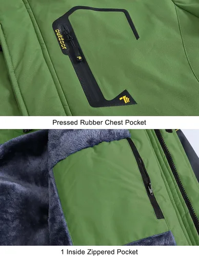 Miniatura 5 de Rdruko Chaqueta de esquí para hombre, impermeable, forro polar, con capucha, para invierno, para exteriores