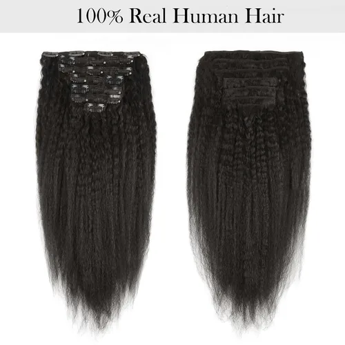 Miniatura 8 de Sassina - Extensión de pelo humano lacio con ondas, con clip, 8A, doble trama, italiano, grueso, extensiones de 10-22 pulgadas, 4.23 oz, 7