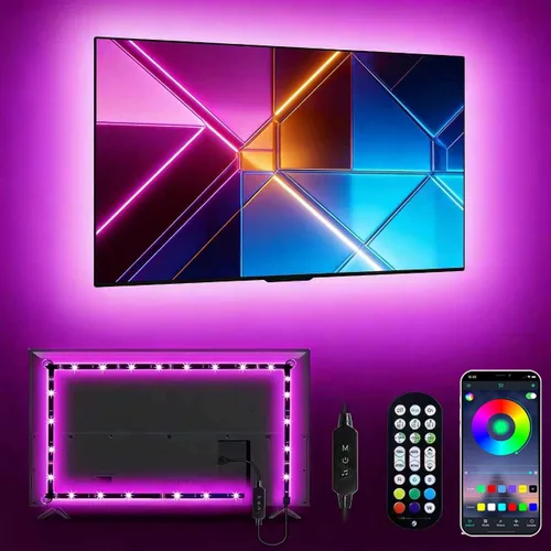 Miniatura 8 de Daymeet Tira de luces LED RGB de 9.84 pies para TV de 32 a 43 pulgadas, sincronización de música Dreamcolor, cambio de color, control remoto por