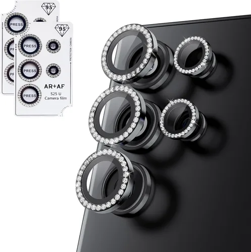 Miniatura 35 de Bling - Protector de lente de cámara para Samsung Galaxy S22 Ultra solamente, cubierta de anillo de lente de ajuste completo con película de Negro