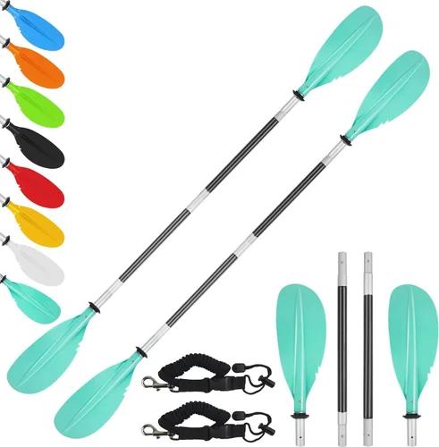 Miniatura 14 de Remo de kayak, 88 pulgadas, 4 piezas de remos para kayak, flotador de eje de aleación de aluminio resistente, ligero, desmontable, ajustable