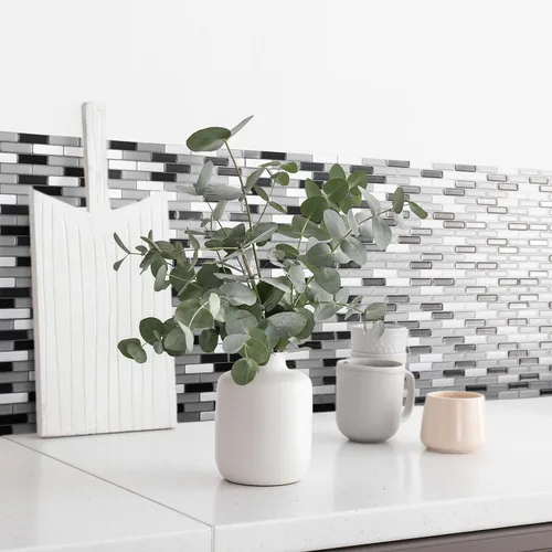 Miniatura 5 de SMART TILES Azulejo protector contra salpicaduras despegable y adhesivo - 5 hojas de 9.1" x 10.2" - Azulejo adhesivo 3D despegable para protector