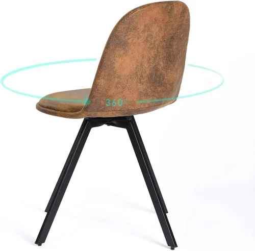 Miniatura 5 de Homy Casa Juego de 4 sillas de comedor tapizadas giratorias, sillas laterales modernas de mediados de siglo con marco de metal para cocina, sala