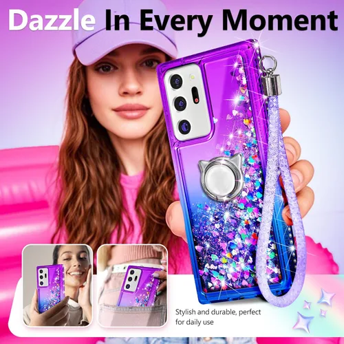 Miniatura 33 de NGB - Funda de teléfono diseñada para Samsung Galaxy S9+ Plus, morado/azul, con purpurina líquida para mujeres y niñas, con protector de pantalla
