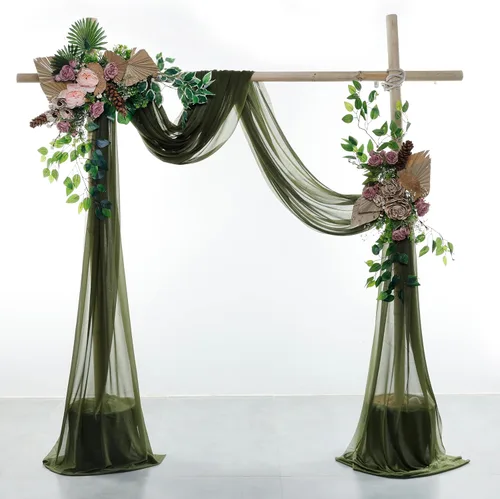 Miniatura 2 de MDS Paquete de 2 paneles de cortina de arco de boda (30 pulgadas de ancho x 30 pies de largo) tela de gasa transparente para boda, ceremonia, Verde
