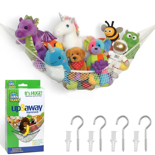 Miniatura 8 de Baby Buddy Red de almacenamiento de hamaca de animales de peluche, organizador de juguetes en esquina que ahorra espacio para guardería