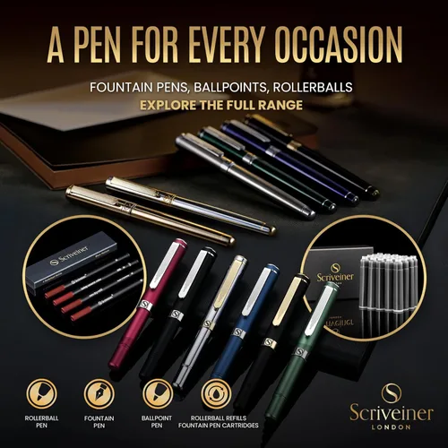 Miniatura 6 de Scriveiner – Bolígrafo roller dorado, baño de oro real, con repuesto de tinta Schmidt, elegante opción de regalo para hombres y mujeres, para 11. Oro