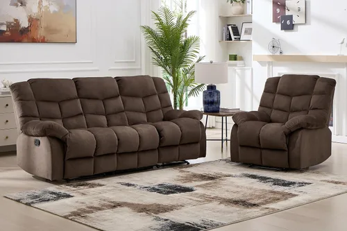 Miniatura 38 de CANMOV Silla reclinable manual, sofá reclinable individual con respaldo y reposabrazos sobrerelleno para sala de estar, muebles de dormitorio