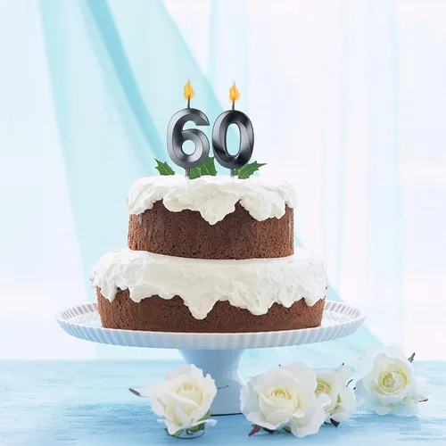 Miniatura 6 de Velas negras de cumpleaños 32 y 23 para pasteles, número 23 y 32 para decoración de tartas de fiesta, aniversario, boda, celebración Negro