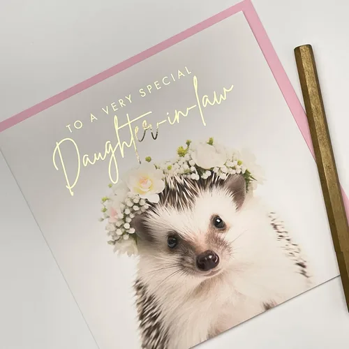 Miniatura 3 de Old English Co. - Tarjeta de felicitación de erizo muy especial – Tarjeta de cumpleaños de erizo floral para ella – Bonitas tarjetas de felicitación