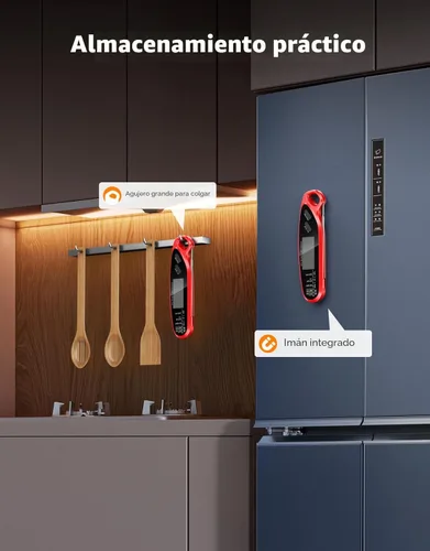 Miniatura 7 de Termómetro digital de lectura instantánea para carne con doble sonda, termómetro de alimentos para cocinar y asar a la parrilla, retroiluminación