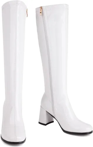 Miniatura 2 de Botas Gogo para mujer, botas blancas hasta la rodilla de los años 70