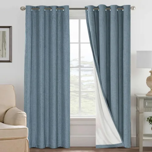 Miniatura 150 de H.VERSAILTEX Cortinas opacas de lino de 72 pulgadas de largo, 100% absolutamente opacas, con aislamiento térmico, con textura de lino, cortinas