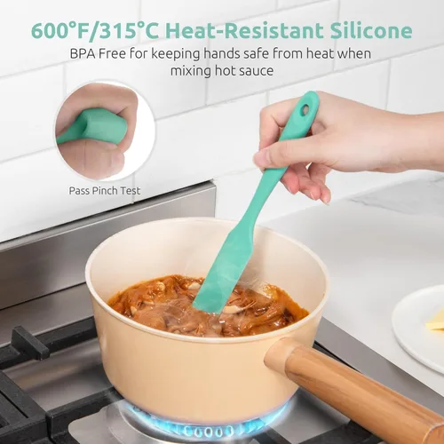 Miniatura 6 de U-Taste Espátula de silicona para frasco de masa madre: esparcidor de mermelada largo y delgado de grado alimentario, palo de agitación resistente