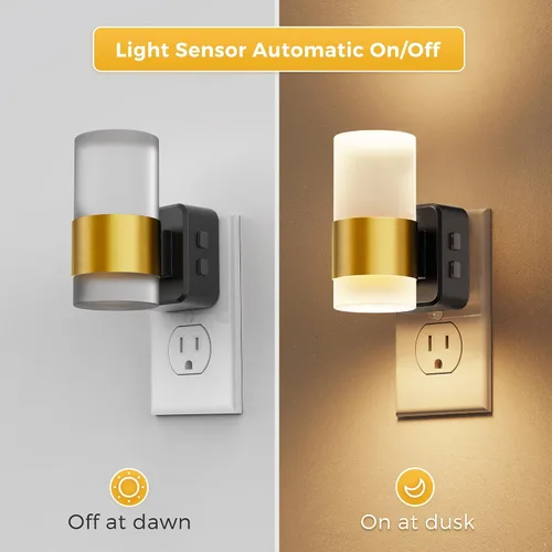 Miniatura 2 de L LOHAS LED Luz nocturna, luces nocturnas enchufables a la pared, sensor de atardecer a amanecer, blanco suave de 3000 K, brillo ajustable, luz