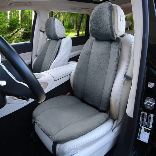Miniatura 7 de FH Group Doe16 - Juego de cojines de asiento delantero de piel de conejo sintética, para la mayoría de automóviles, camiones, SUV o camionetas Beige