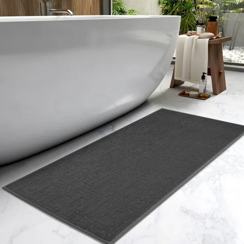 Miniatura 16 de AMOAMI - Tapete de baño - Tapetes de piso de baño absorbentes de secado rápido - Tapetes de baño lavables con respaldo de goma para alfombras