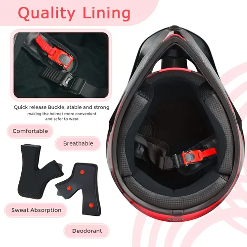 Miniatura 5 de Cascos de Dirt Bike para Jóvenes de Moda para Niños, Motocross, Motocicleta, BMX, ATV, Todoterreno, Cuatro Ruedas, Cascos Integrales para Bicicleta