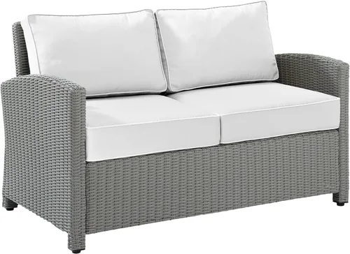 Miniatura 14 de Crosley Furniture KO70022WB-NV Bradenton Sofá biplaza de mimbre para exteriores, marrón con cojines azul marino