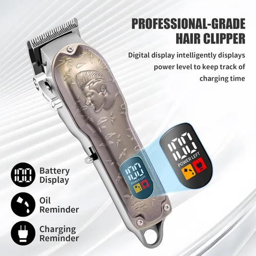 Miniatura 9 de Juego de cortapelos profesional, cortapelos para hombres, recortador de patillas en forma de T, afeitadora eléctrica, kit de salón de belleza
