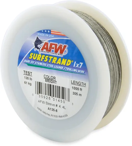 Miniatura 32 de Surfstrand Bare 1x7 Cable Líder de Acero Inoxidable - Línea Líder de Pesca para Agua Salada, 20lb Test - 325lb Test en Brillante, Camuflaje