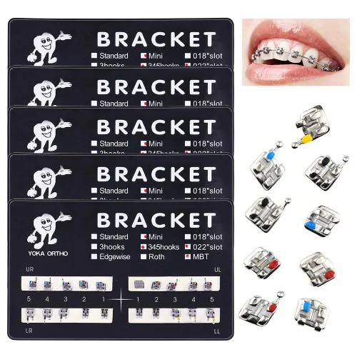 Miniatura 9 de VEZE Soportes dentales, 5 juegos de 100 piezas Mini Roth 022 ranura 345 ganchos, unido, compatible con MBT, unisex, uso en interiores, tema de salud