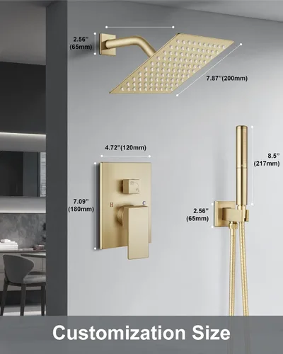 Miniatura 8 de Aolemi Juego de grifo de ducha, sistema de ducha de alta presión con rociador de mano 2 en 1, combo de accesorios de montaje en pared con válvula