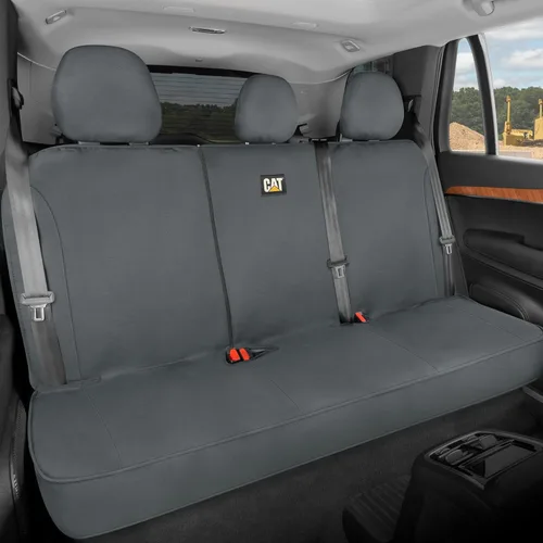Miniatura 3 de CAT Flexfit™ Funda de asiento trasero gris para automóvil, SUV y camión - Material de lona duradero Fundas de asiento trasero de coche 60/40 Asiento