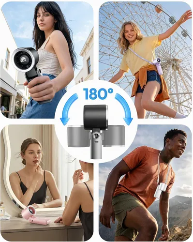 Miniatura 6 de Gaiatop Ventilador turbo portátil de mano, 21 horas de refrigeración, ventiladores de mano 4 en 1 plegables de 180°, mini ventiladores personales