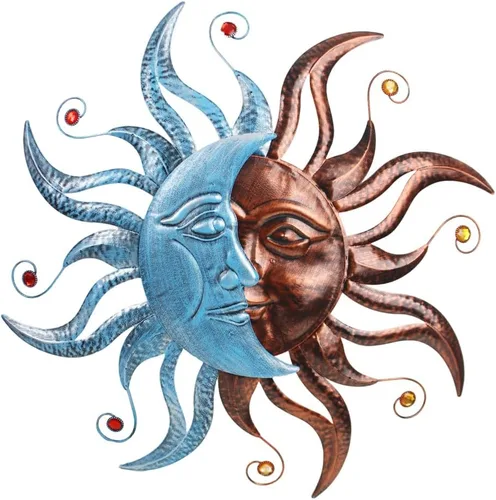 Miniatura 14 de VEWOGARDEN Arte Decorativo de Pared de Sol de Metal de 13 pulgadas para Colgar en Interiores y Exteriores, Hogar, Jardín, Regalos de Navidad