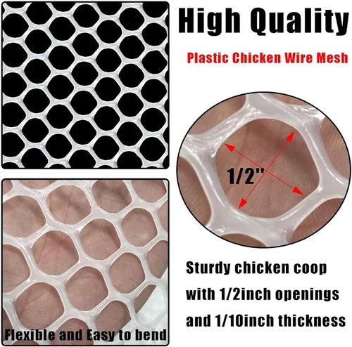 Miniatura 3 de Malla de alambre blanco de pollo de plástico ABS mejorado de 15.7 pulgadas x 33 pies, valla de aves de corral, alambre de cercado hexagonal