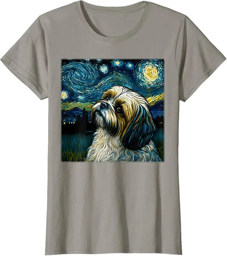Miniatura 48 de Camiseta Surrealism Starry Night Shih Tzu Dog