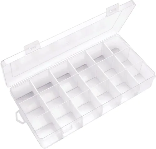 Miniatura 10 de IOOLEEM Caja organizadora de cuentas de plástico de 15 rejillas, caja de almacenamiento de contenedores, divisores para artes y manualidades