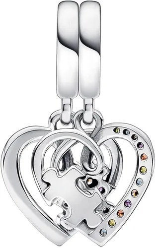 Miniatura 2 de Bellestory - Pulsera de plata de ley con forma de rompecabezas dividida y corazones para mujeres europeas Metal no conocido