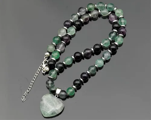Miniatura 77 de Colgante de corazón de aventurina natural, Collar de cuentas de aventurina genuina, Collar de piedra verde, Collar de piedras preciosas, Cuentas
