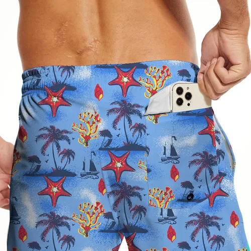 Miniatura 4 de AUISS Traje de baño para hombre, diseño de calavera con bandera estadounidense, pantalones cortos de natación con bandera de Estados Unidos