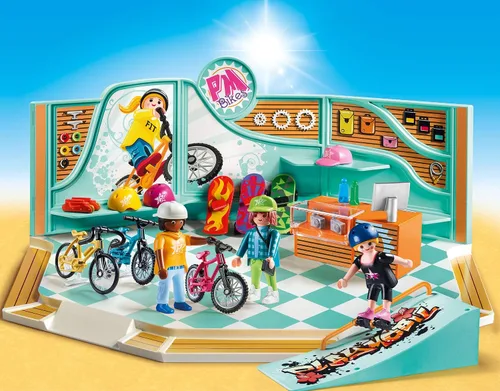 Miniatura 3 de Playmobil Tienda de bicicletas y patinaje, Multicolor
