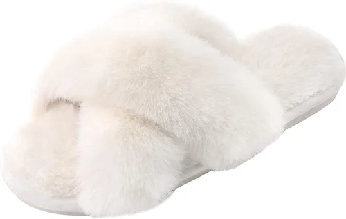 Miniatura 18 de Parlovable - Pantuflas mullidas para mujer con banda cruzada cómodas, zapatillas de casa de espuma viscoelástica con punta abierta, regalos