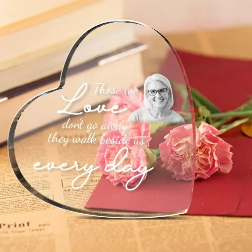 Miniatura 2 de Foto de cristal 3D – Corazón grabado con imagen, regalos personalizados para el día de la madre con tu propia foto para mamá, papá, hombres