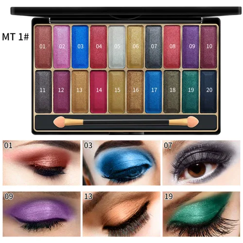Miniatura 4 de DISAAR Beauty Paleta de sombra de ojos húmedos de 20 colores brillantes, talco dorado, impermeable, tecnología nano avanzada, efecto de larga MT 1#