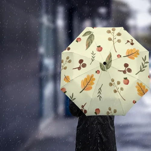 Miniatura 3 de DHDM Automatic Umbrella for Rain and Sun Male Women Beach Parasol Print Folding Umbrella