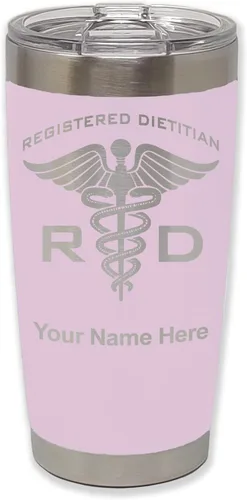 Miniatura 26 de LaserGram Vaso aislado al vacío de 20 onzas, dietista registrado RD, grabado personalizado incluido (negro)