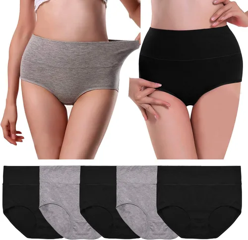 Miniatura 2 de UMMISS - Ropa interior de algodón de cintura alta para mujer, cobertura completa, suave, cómoda, paquete surtido