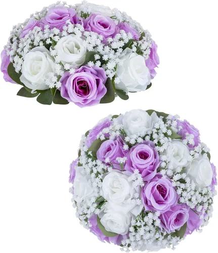 Miniatura 16 de BLOSMON Bolas de Flores Falsas Centros de Mesa de Boda 2 Piezas Rosa Carmesí Respiración de Bebé Flores Artificiales Piezas Centrales Decoración